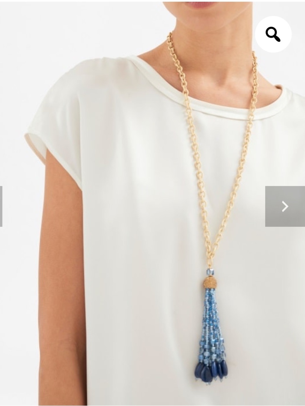 Luisa Spagnoli Blue Beaded Tassel Long Pendant Necklace
